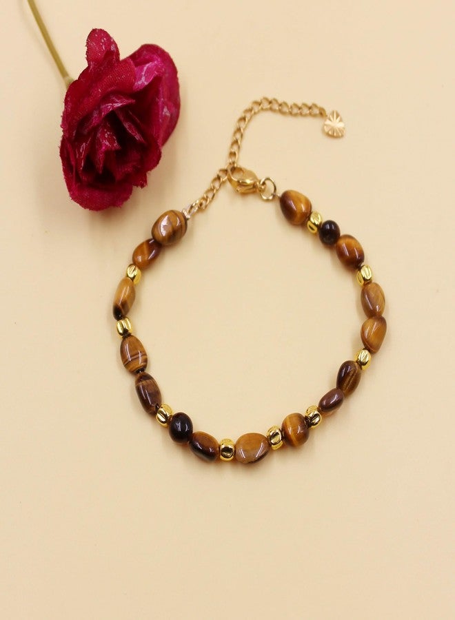 Tobestu Tiger Eye Irregular Stone Bracelet with Fall Pumpkin Spacer Beads - Bohemian Minimalist Style YA5871 - Image 5